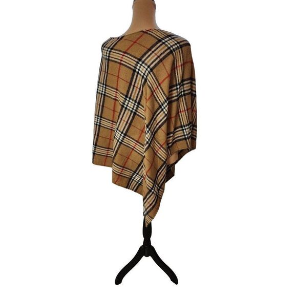 V.Fraas Acrylic Poncho Style Plaid Outerwear, One Size - Picture 3 of 7
